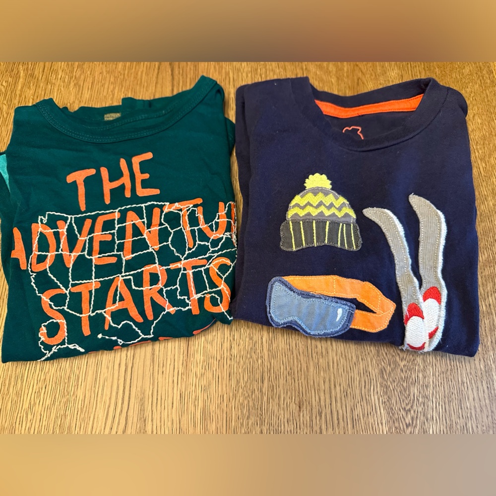 Lot of (2) Mini Boden & J Crew Long Sleeve Themed Shirts Sz 4-5Y
